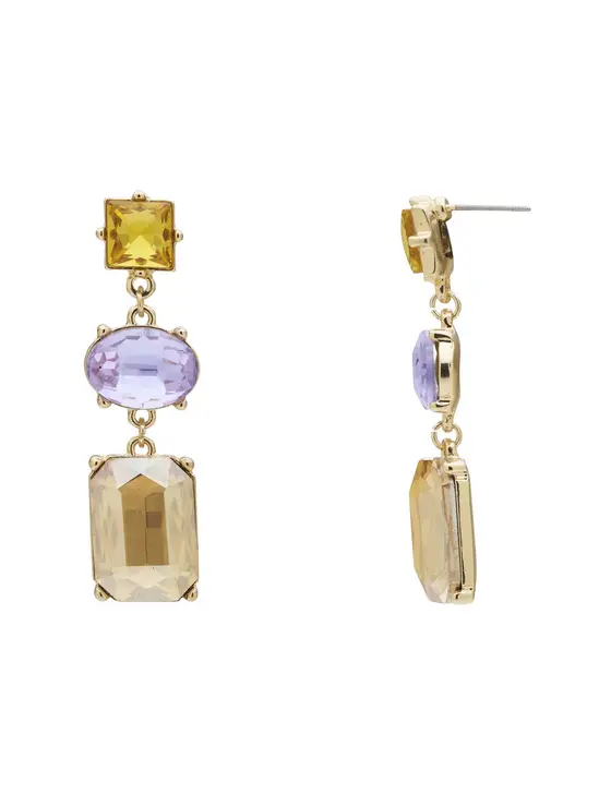 3 TIER RECTANGLE DROP EARRING — view 3