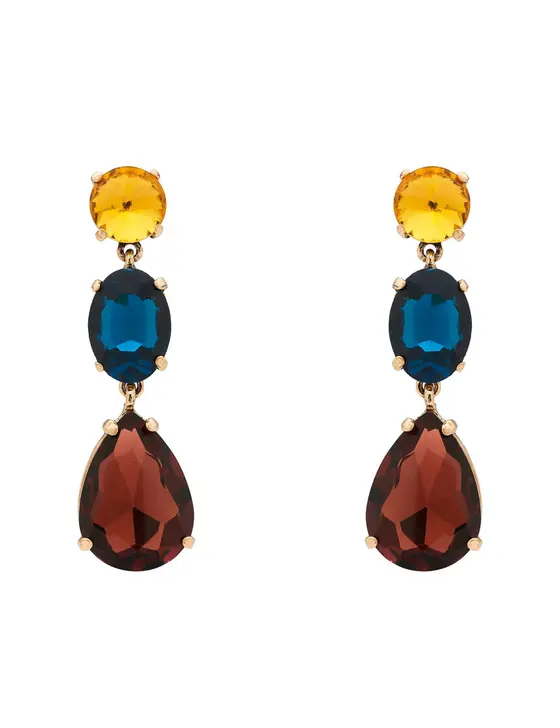 3 TIER STONE DROP EARRING