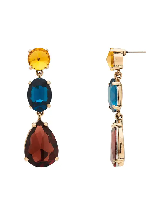 3 TIER STONE DROP EARRING — view 3