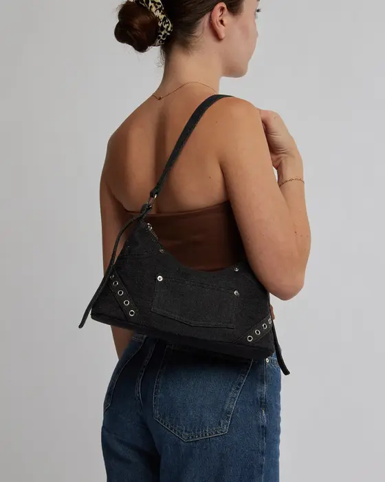 Ashley Black Denim Shoulder Bag — view 3