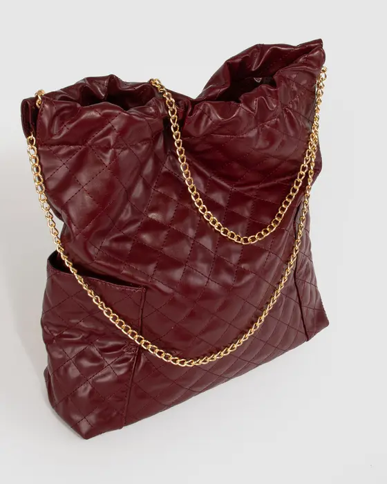 Berry Zara Slouch Quilt Tote — view 3