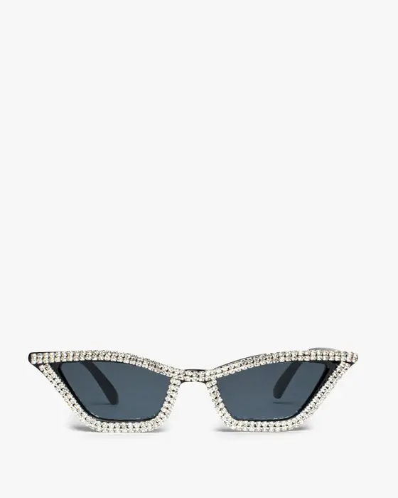 Black Cat-Eye Crystal Detail Sunglasses
