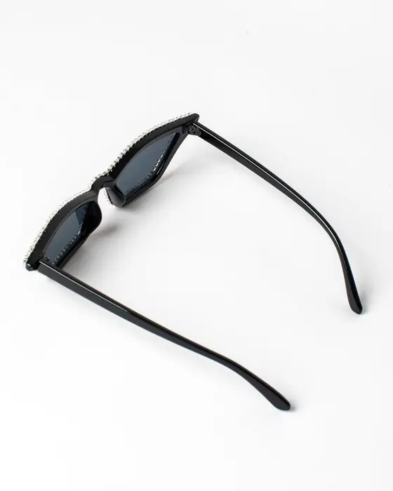 Black Cat-Eye Crystal Detail Sunglasses — view 3