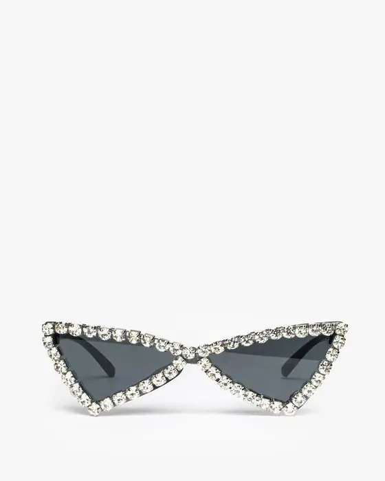 Black Cat-Eye Fierce Crystal Sunglasses