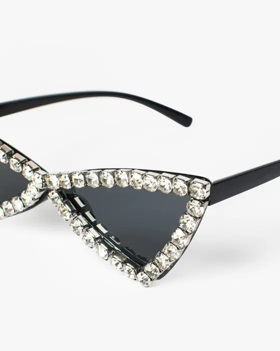 Black Cat-Eye Fierce Crystal Sunglasses — view 3