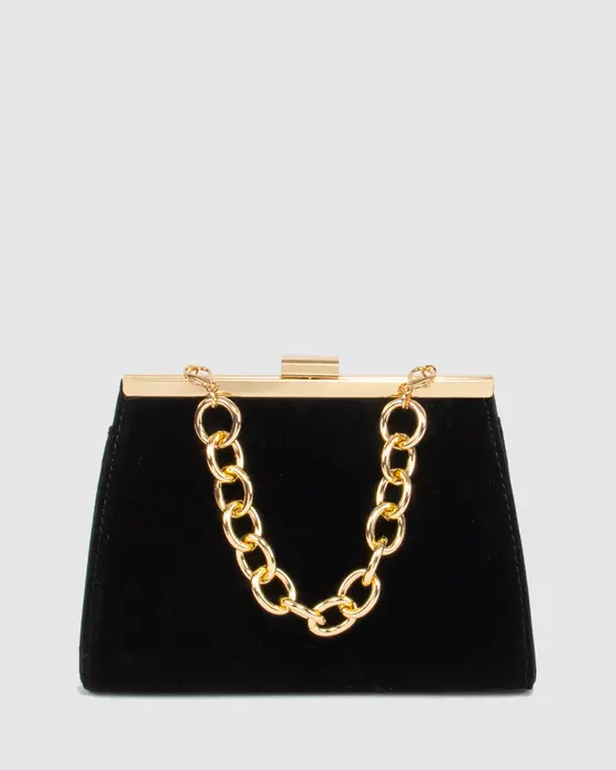 Black Crystal Top Handle Bag