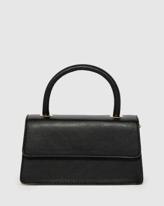 Black Luna Flap Top Handle Bag