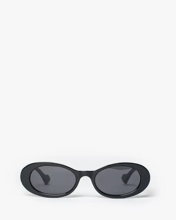 Black Oval Plain Sunglasses