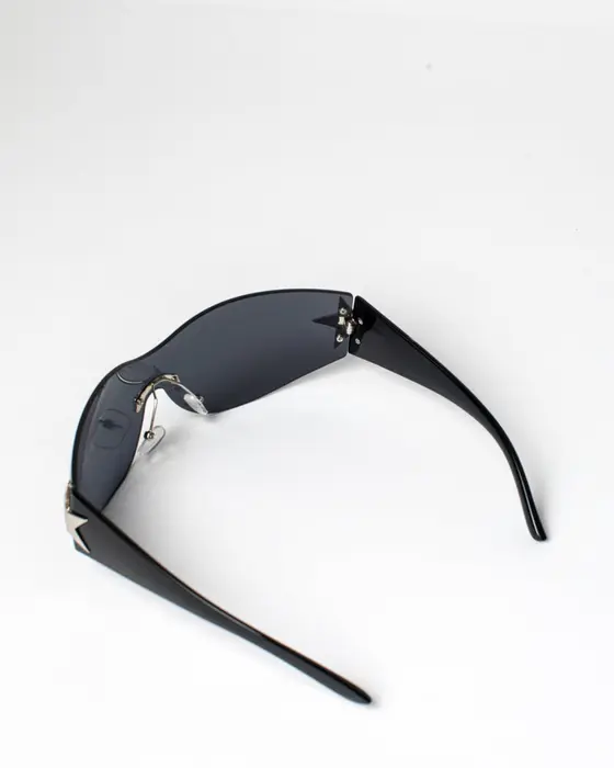 Black Rimless Wrap Around Star Sunglasses — view 3