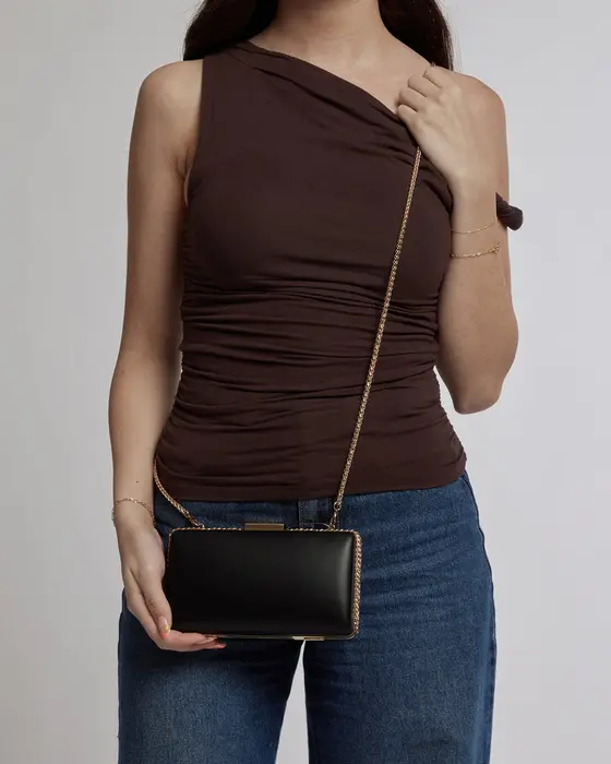 Black Steph Chain Clutch Bag — view 3