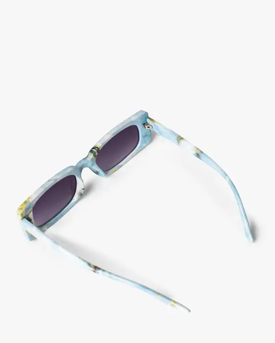Blue Rectangle Thin Sunglasses — view 3