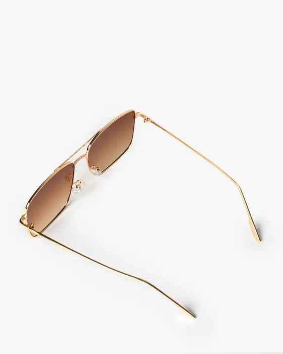 Brown Square Metal Frame Sunglasses — view 3