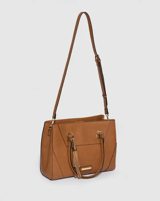 Tan Demi Panel Tote Bag — view 3