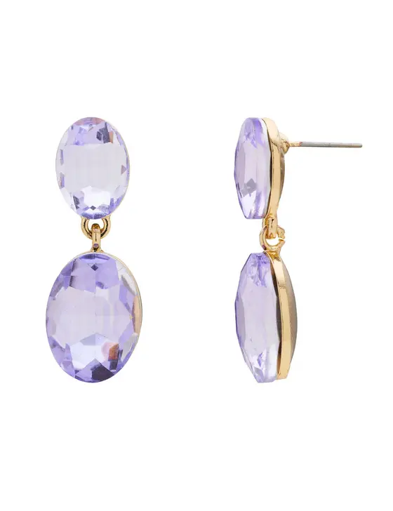 DOUBLE DROP OVAL STONE EARRING — view 3