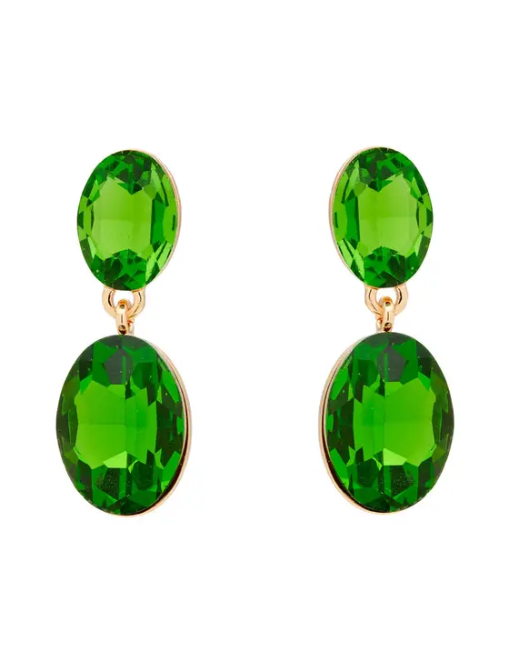 DOUBLE DROP OVAL STONE EARRINGS