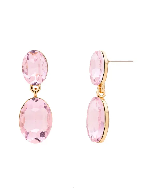 DOUBLE DROP OVAL STONE EARRINGS — view 3
