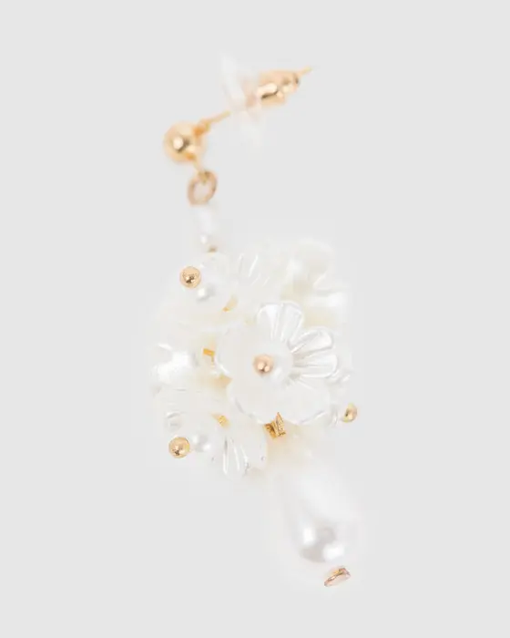 Flower Pearl Drop Earrings — view 3