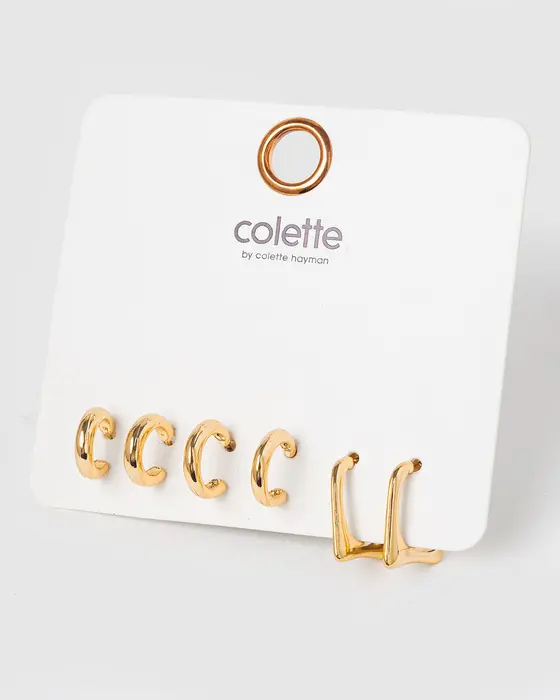 Gold 3 Pack Thin Hoop Earrings