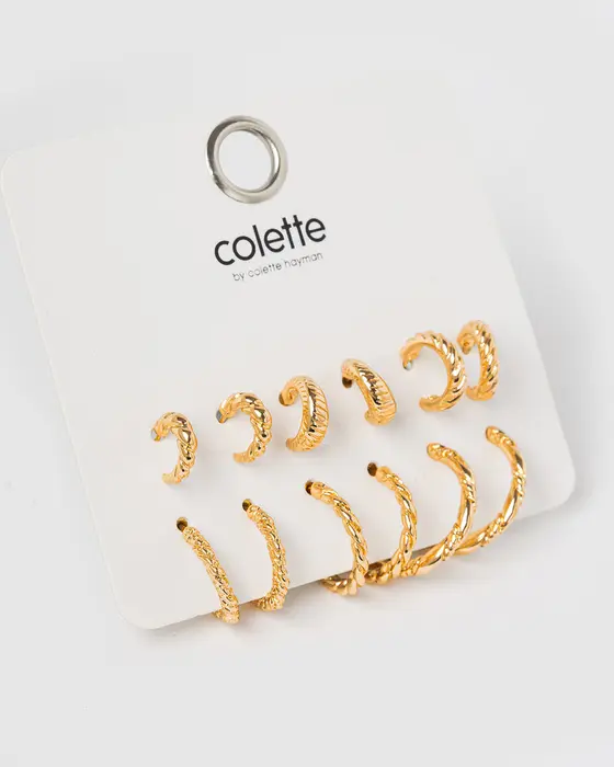 Gold 6Pk Multi Hoop Earrings