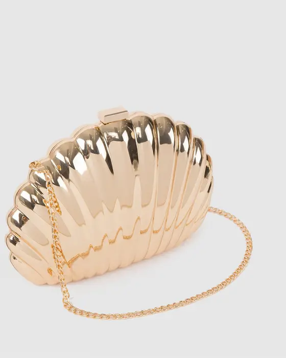 Gold Avana Shell Clutch Bag — view 3
