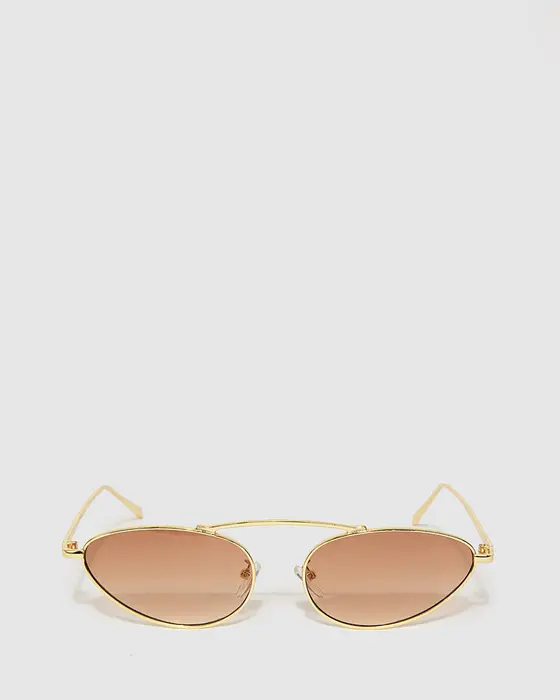 Gold & Brown Cat Eye Sunglasses