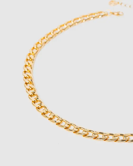 Gold Curb Chain Necklace — view 3