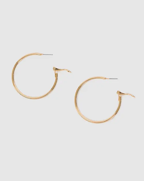 Gold Fine Hoop Earrings - 40mm