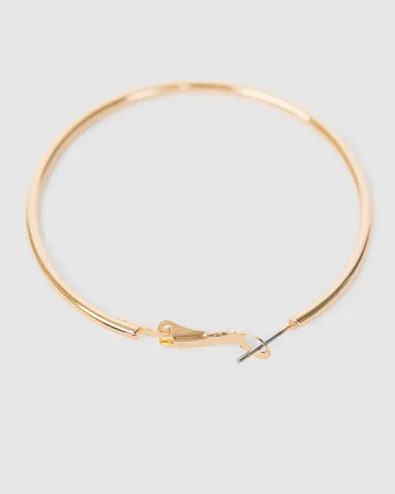 Gold Fine Hoop Earrings - 40mm — view 3