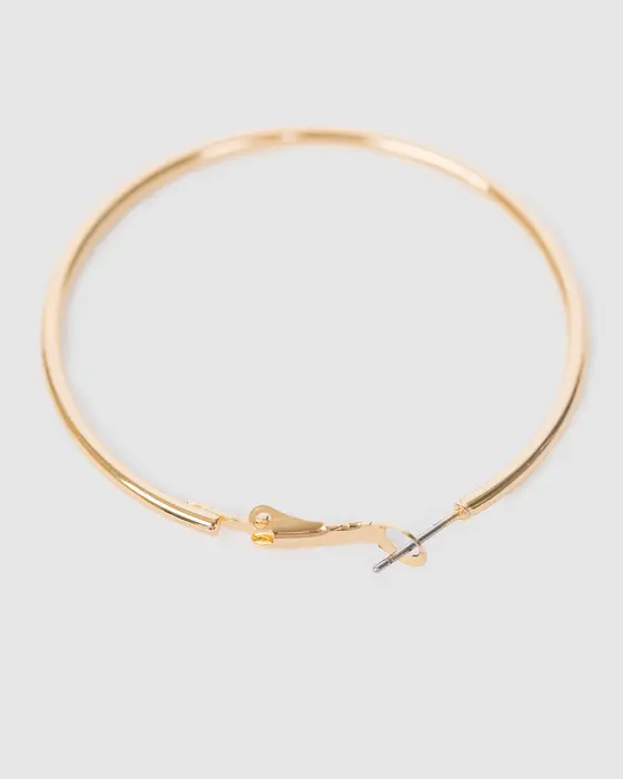 Gold Fine Hoop Earrings - 50mm — view 3