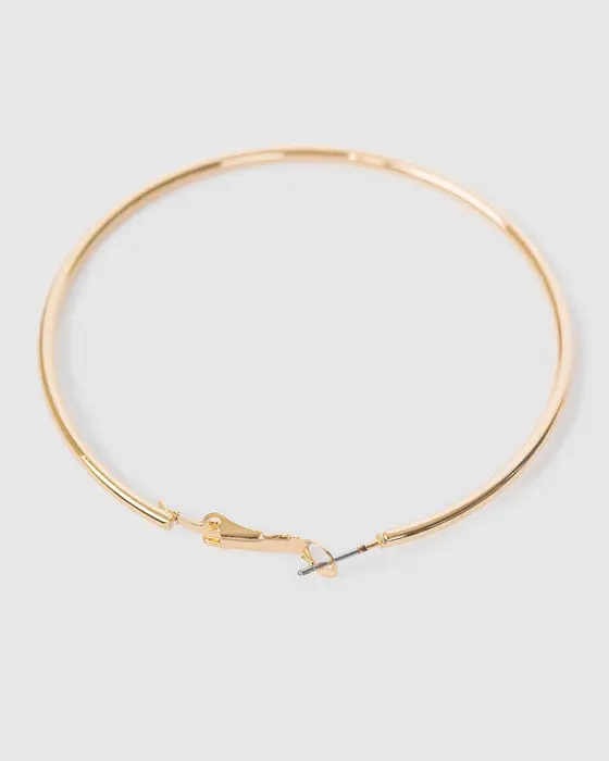 Gold Fine Hoop Earrings - 60mm — view 3