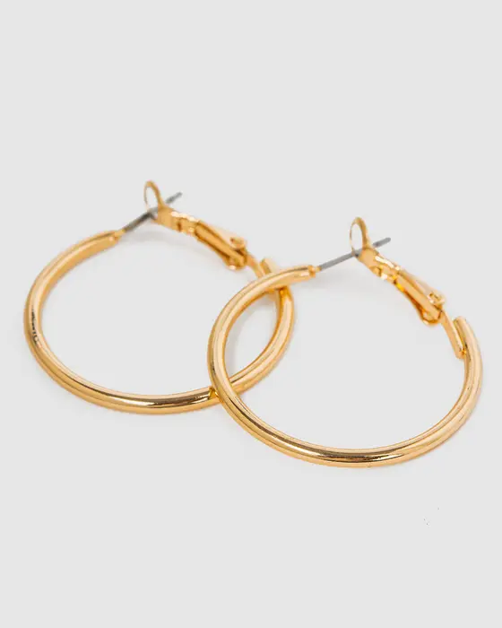 Gold Fine Hoop Earrings — view 3