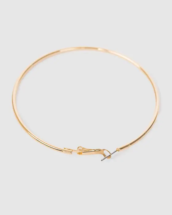 Gold Fine Hoop Earrings - 70mm — view 3