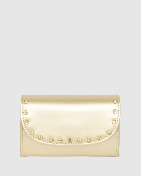 Gold Kids Diamonte Clutch Bag
