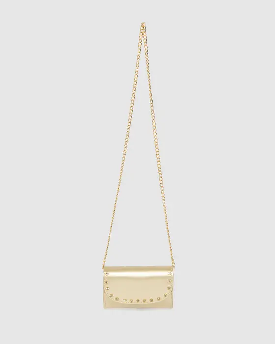 Gold Kids Diamonte Clutch Bag — view 3