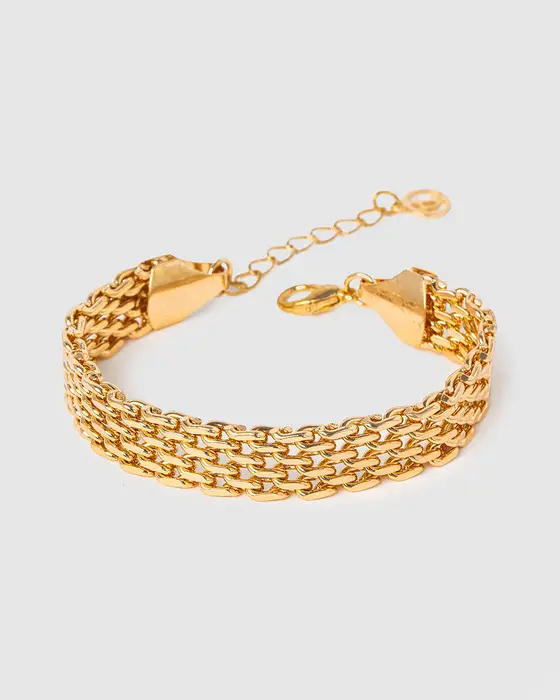 Gold Multi Row Linked Chain Bracelet