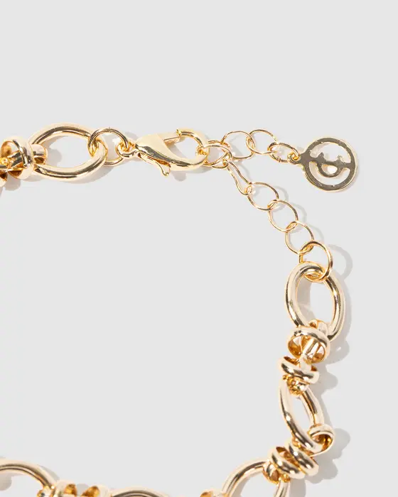 Gold Oval Linked Chain Bracelet — view 3
