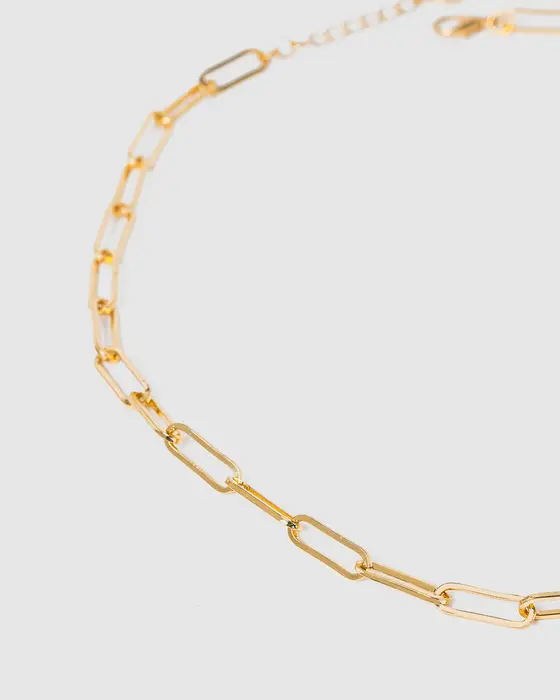 Gold Paperclip Chain Necklace — view 3