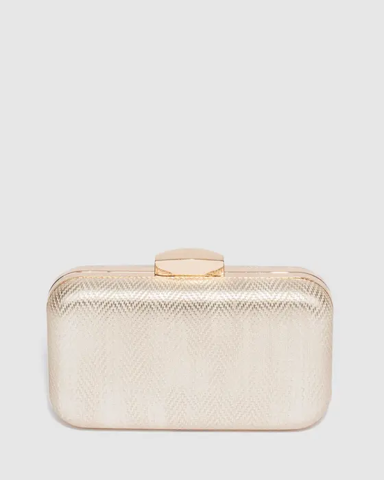 Gold Penelope Hardcase Clutch Bag