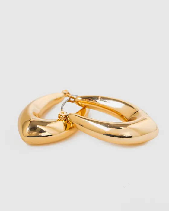 Gold Pointed Style Hoop Earrings — view 3