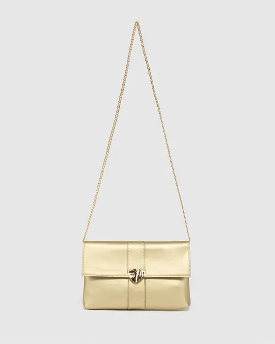 Gold Polly Flap Clutch — view 3