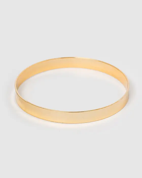Gold Thick Metal Bangle Bracelet