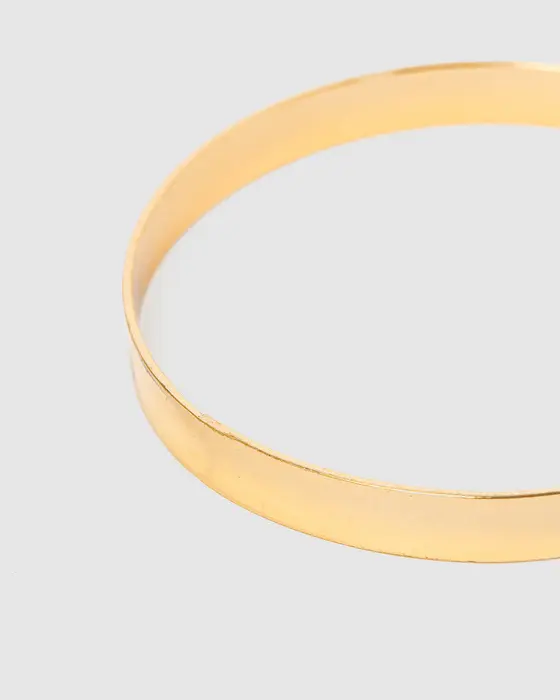 Gold Thick Metal Bangle Bracelet — view 3