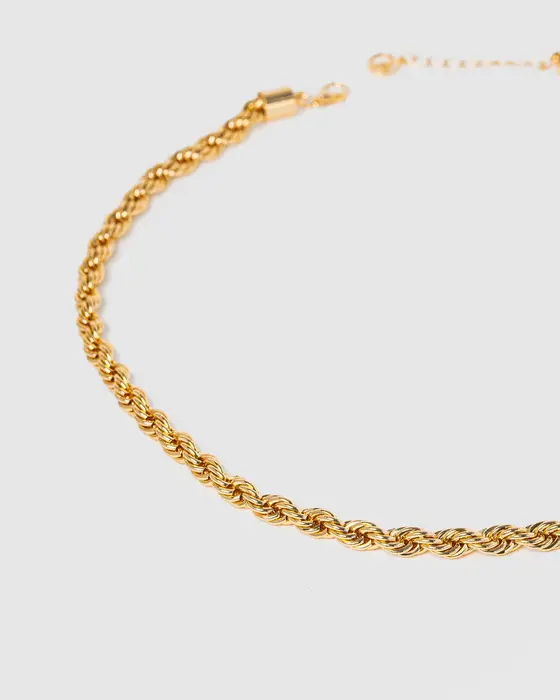 Gold Thick Rope Chain Necklace — view 3