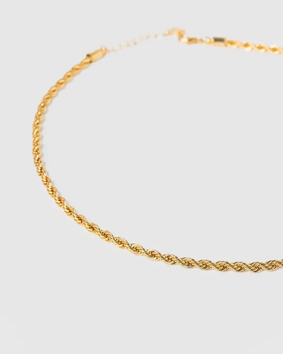 Gold Thin Rope Chain Necklace — view 3