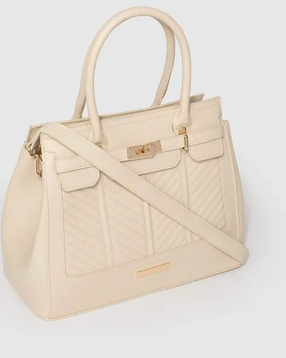 Ivory Maryanne Quilted Tote Bag — view 3