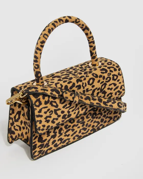 Leopard Print Luna Flap Top Handle Bag — view 3