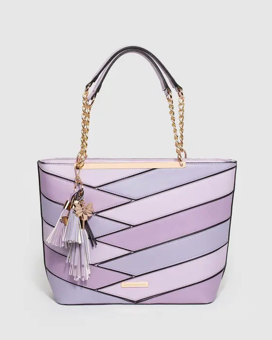 Purple Makayla Panelled Tote Bag