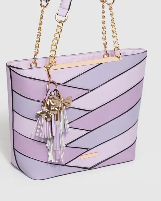 Purple Makayla Panelled Tote Bag — view 3