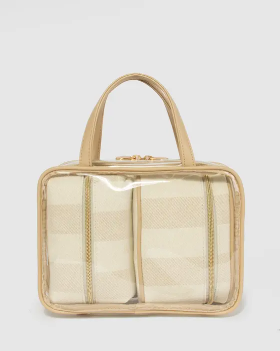 Natural Three Piece Clear Cosmetic Case