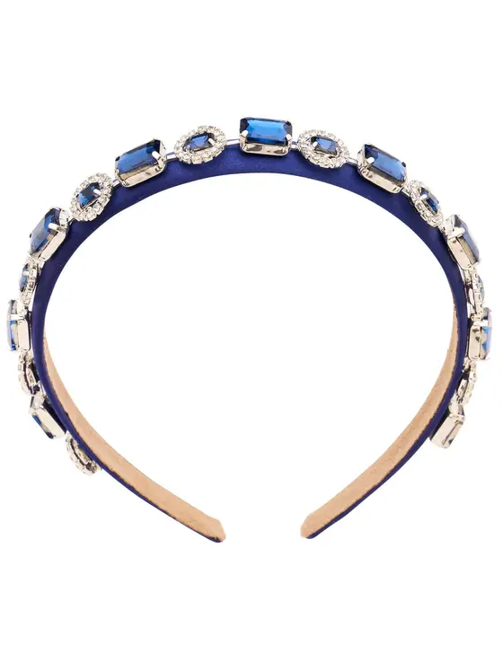Navy Bejewelled Narrow Headband